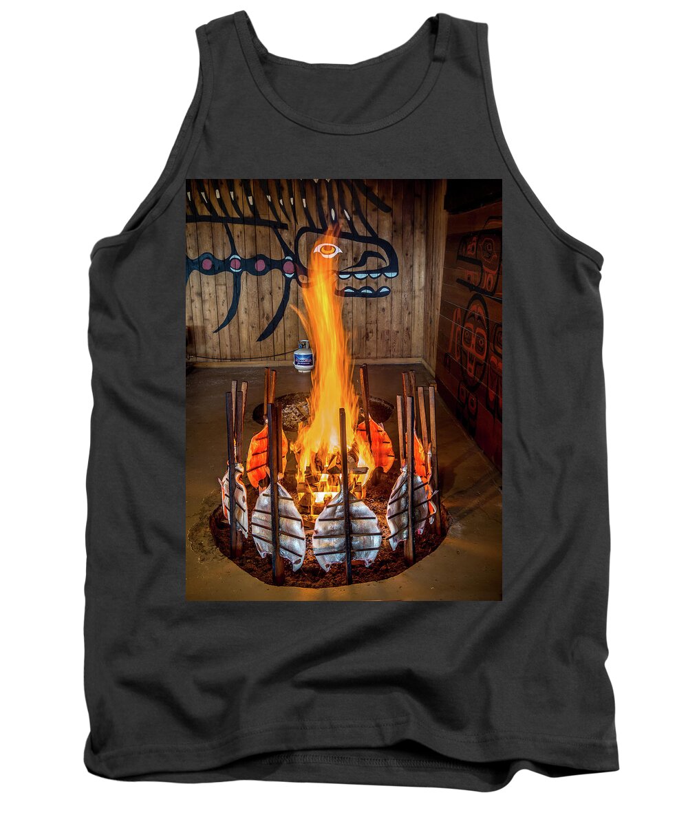 Tillicum Tank Top featuring the photograph Tillicum Village Salmon Cook by Rob Green