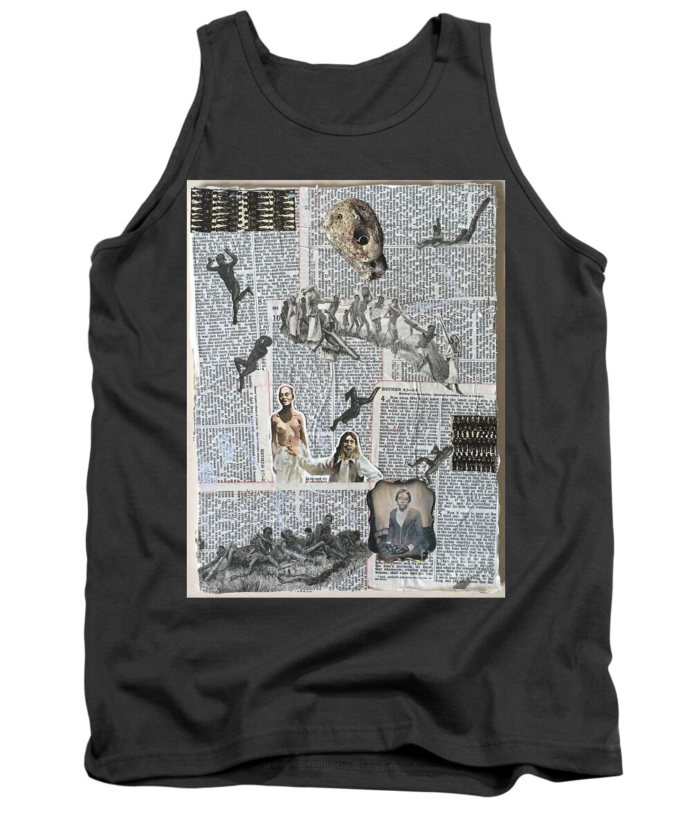Collage Tank Top featuring the mixed media Time of words by M Bellavia