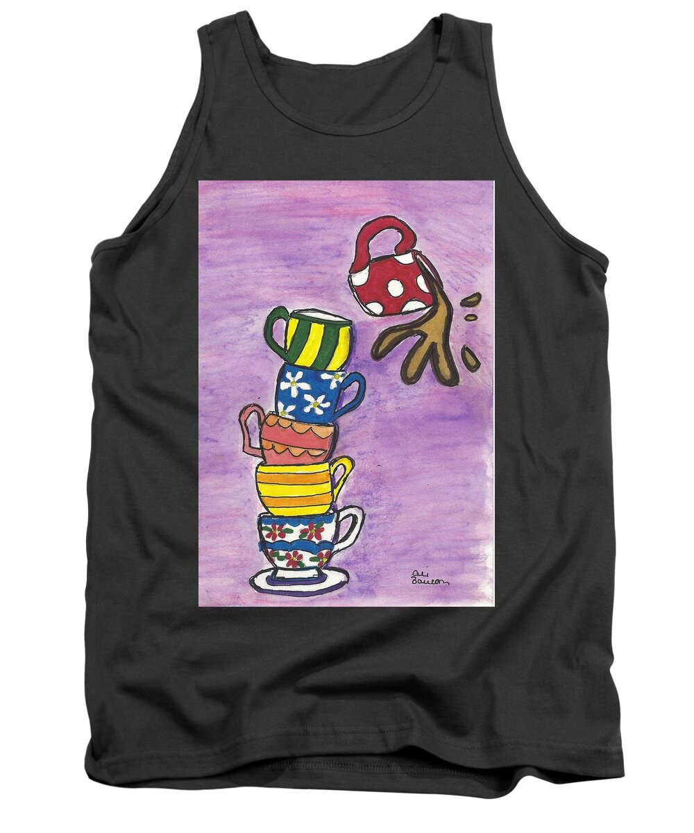 Coffee Tank Top featuring the painting Tipsy by Ali Baucom