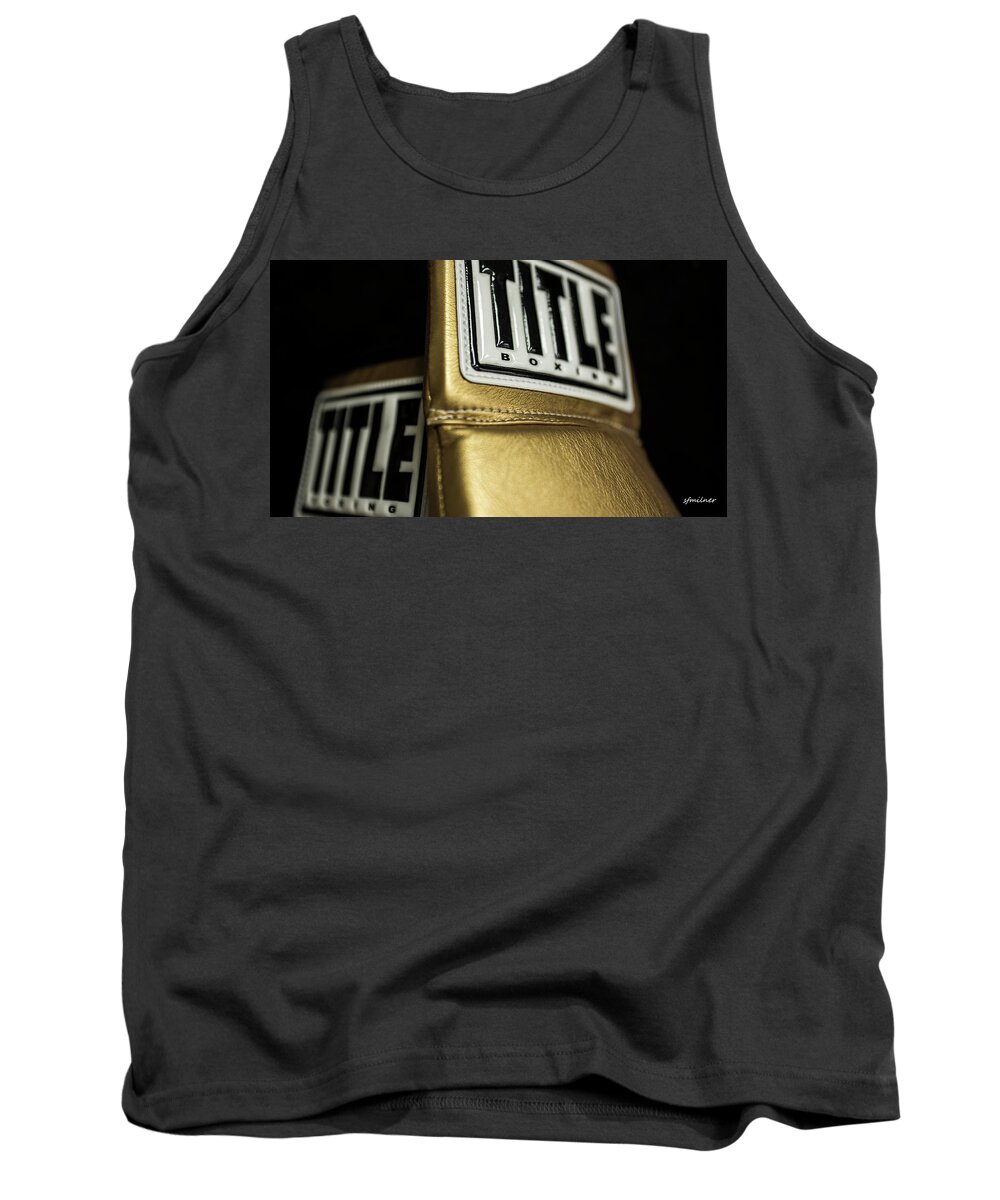 Title Tank Top featuring the photograph Title Boxing Gloves by Steven Milner
