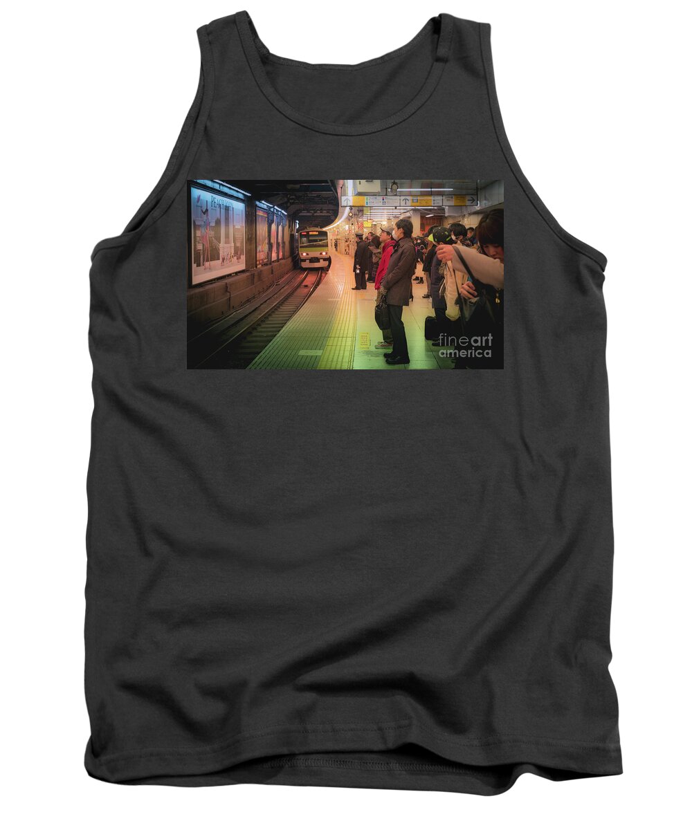 Pedestrians Tank Top featuring the photograph Tokyo Metro, Japan by Perry Rodriguez