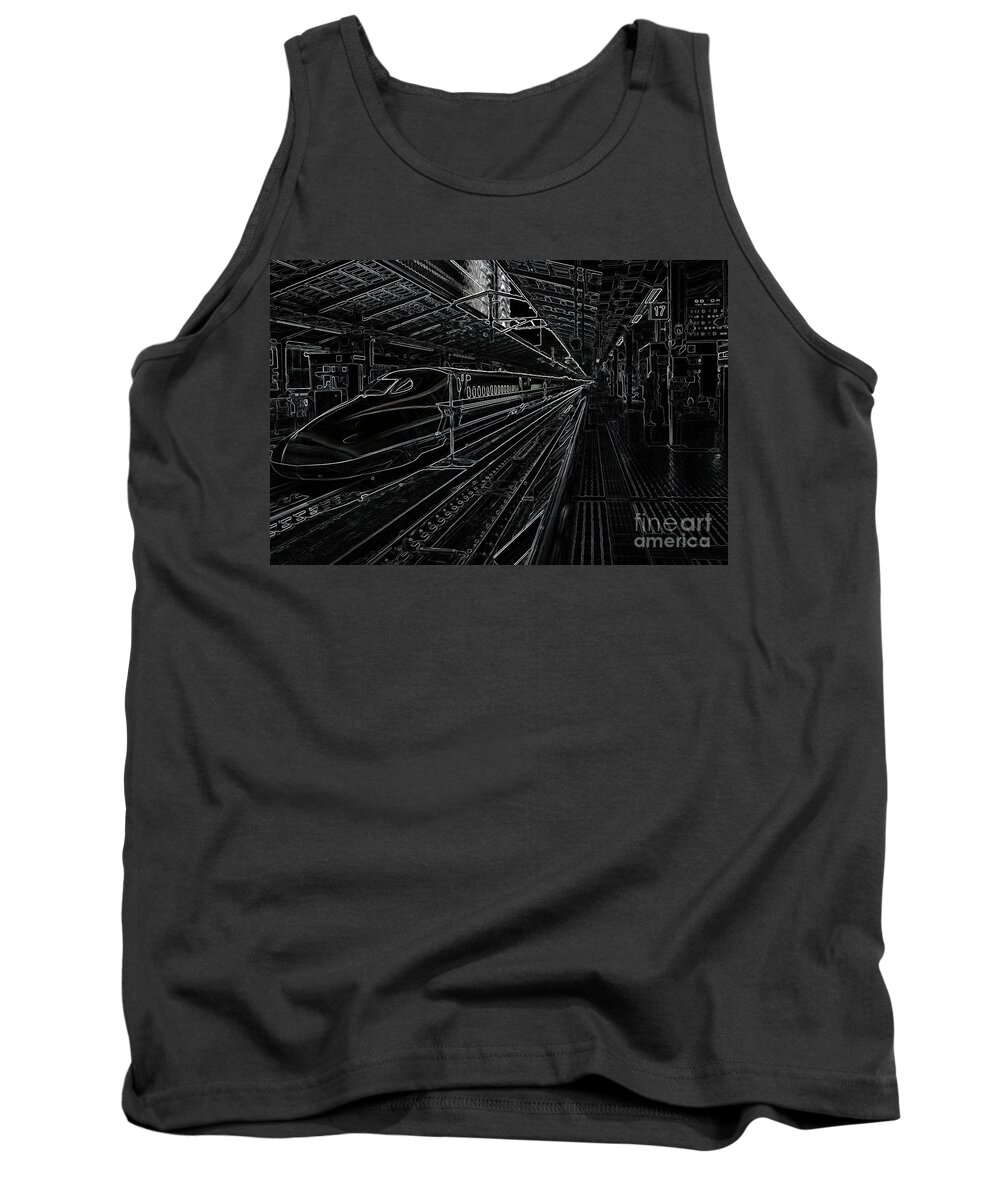Tokyo Tank Top featuring the photograph Tokyo to Kyoto, Bullet Train, Japan Negative by Perry Rodriguez