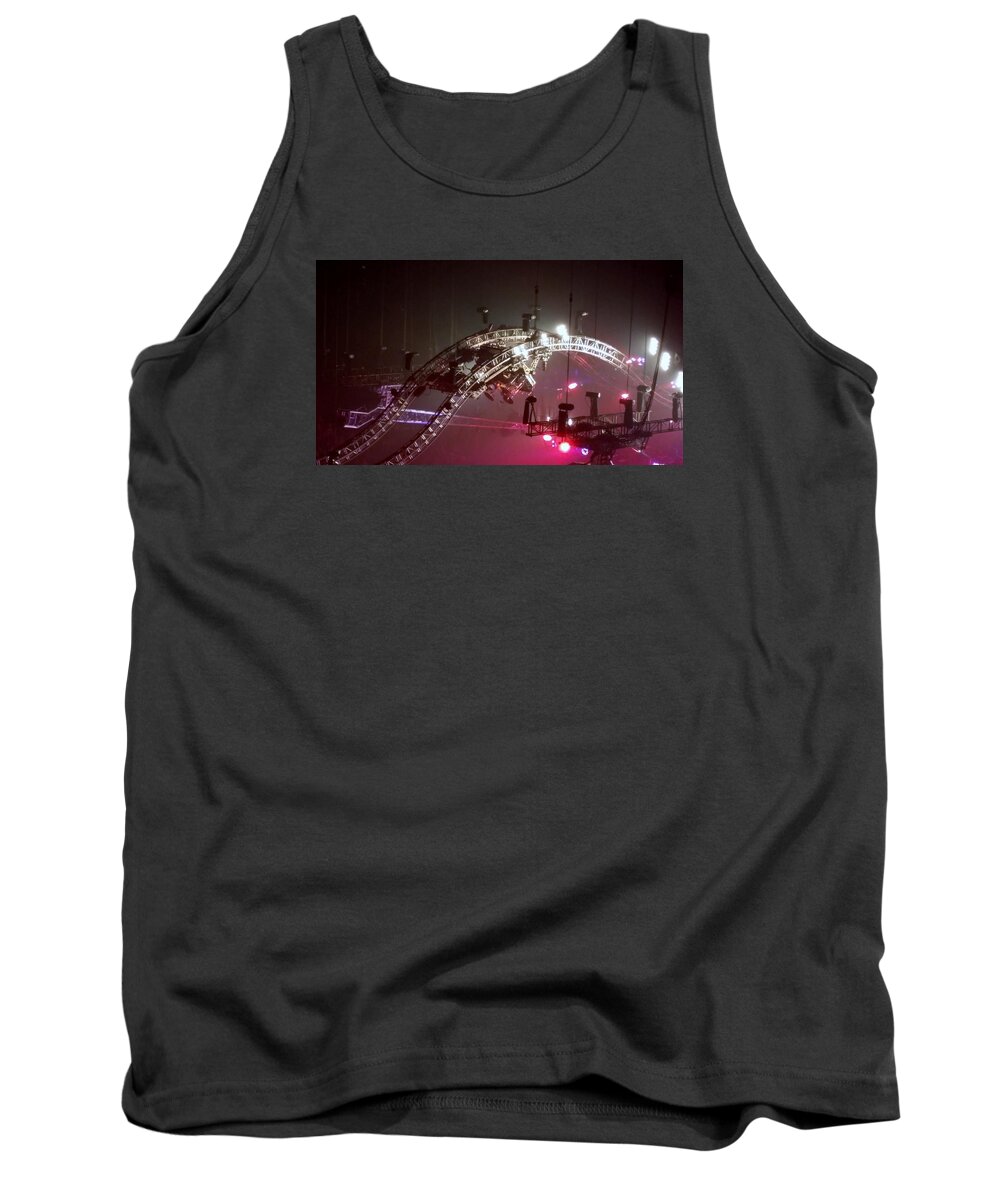 Metal Tank Top featuring the photograph TOMMY LEE MOTLEY CRUE FAREWELL TOUR BROOKLYN N Y 2015 or FLYING DRUMS by Rob Hans