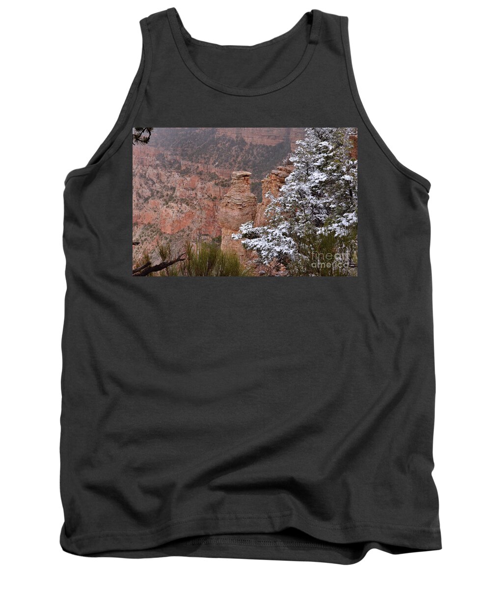 Grand Canyon Tank Top featuring the photograph Towers in the Snow by Debby Pueschel