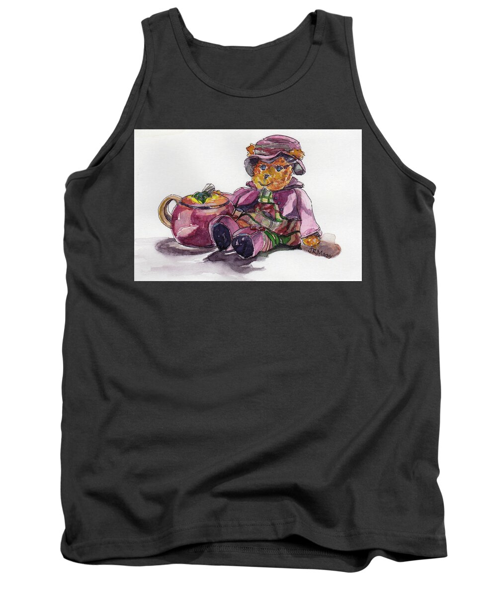 Charming Bear Tank Top featuring the painting Treasures in Pink by Julie Maas