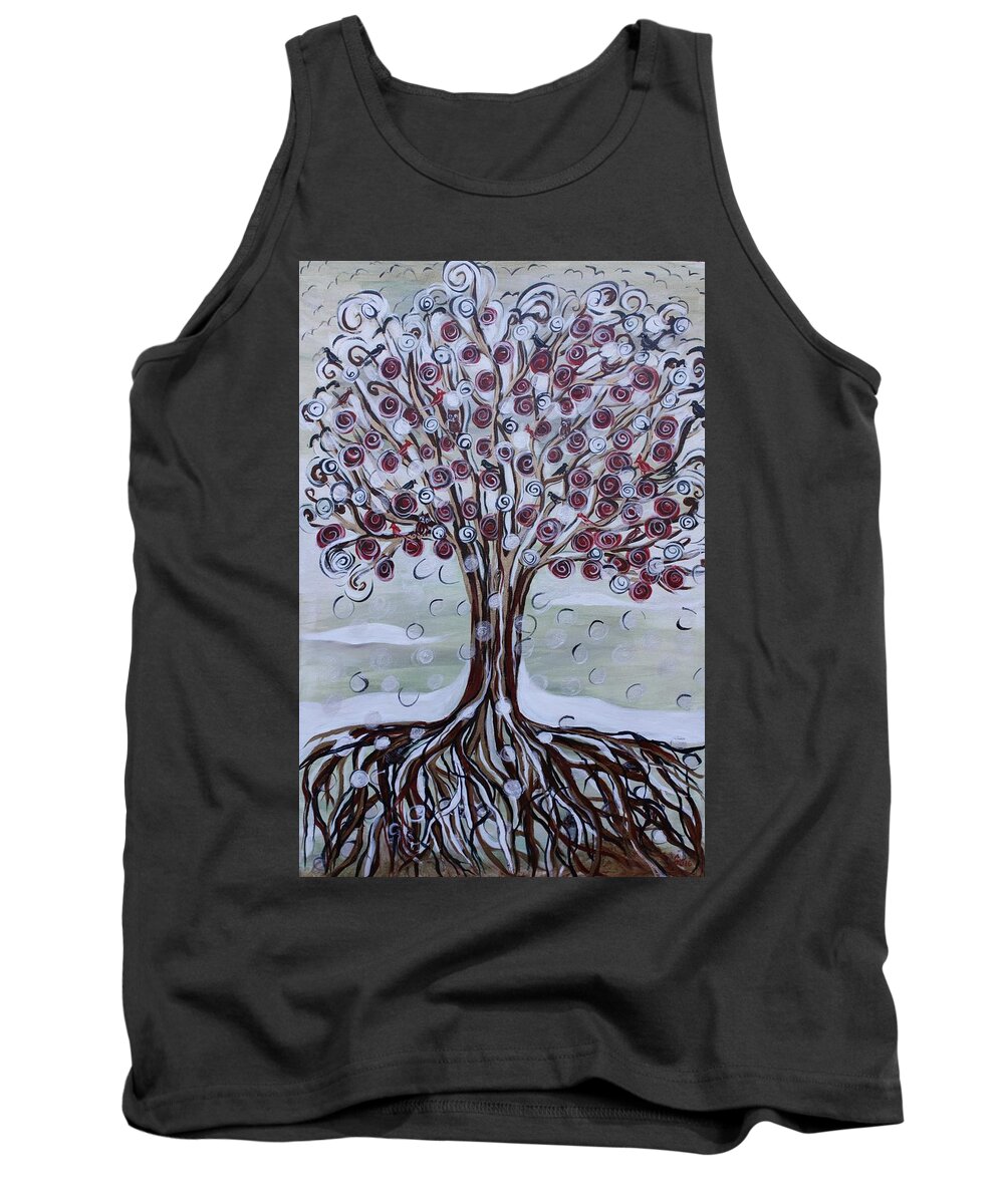 Tree Of Life Tank Top featuring the painting Tree Of Life - Winter by Gitta Brewster