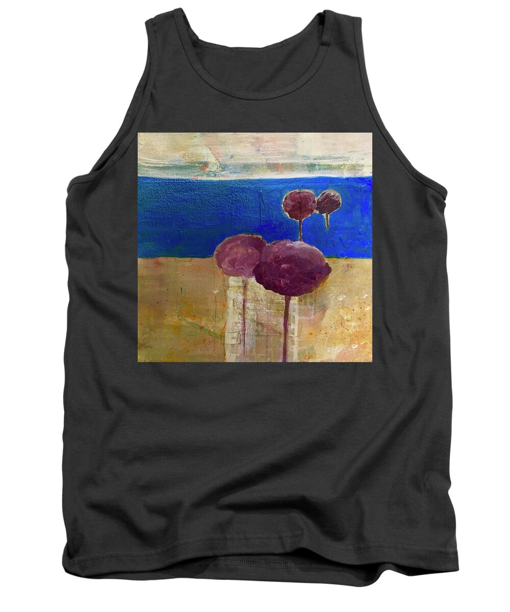 Abstract Tank Top featuring the painting Treescape by Carole Johnson