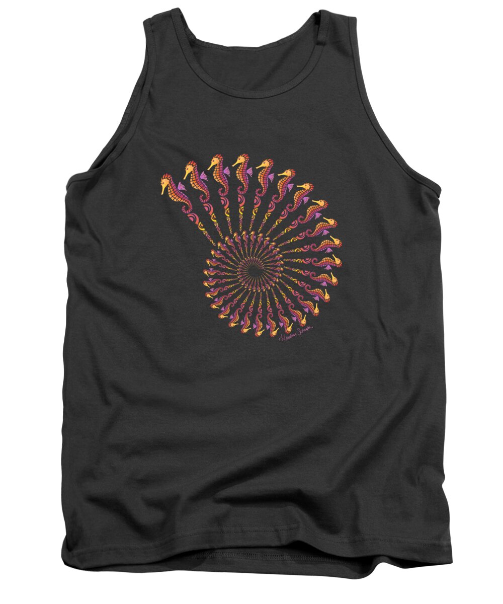 Tribal Tank Top featuring the digital art Tribal Seahorse Spiral Shell by Heather Schaefer