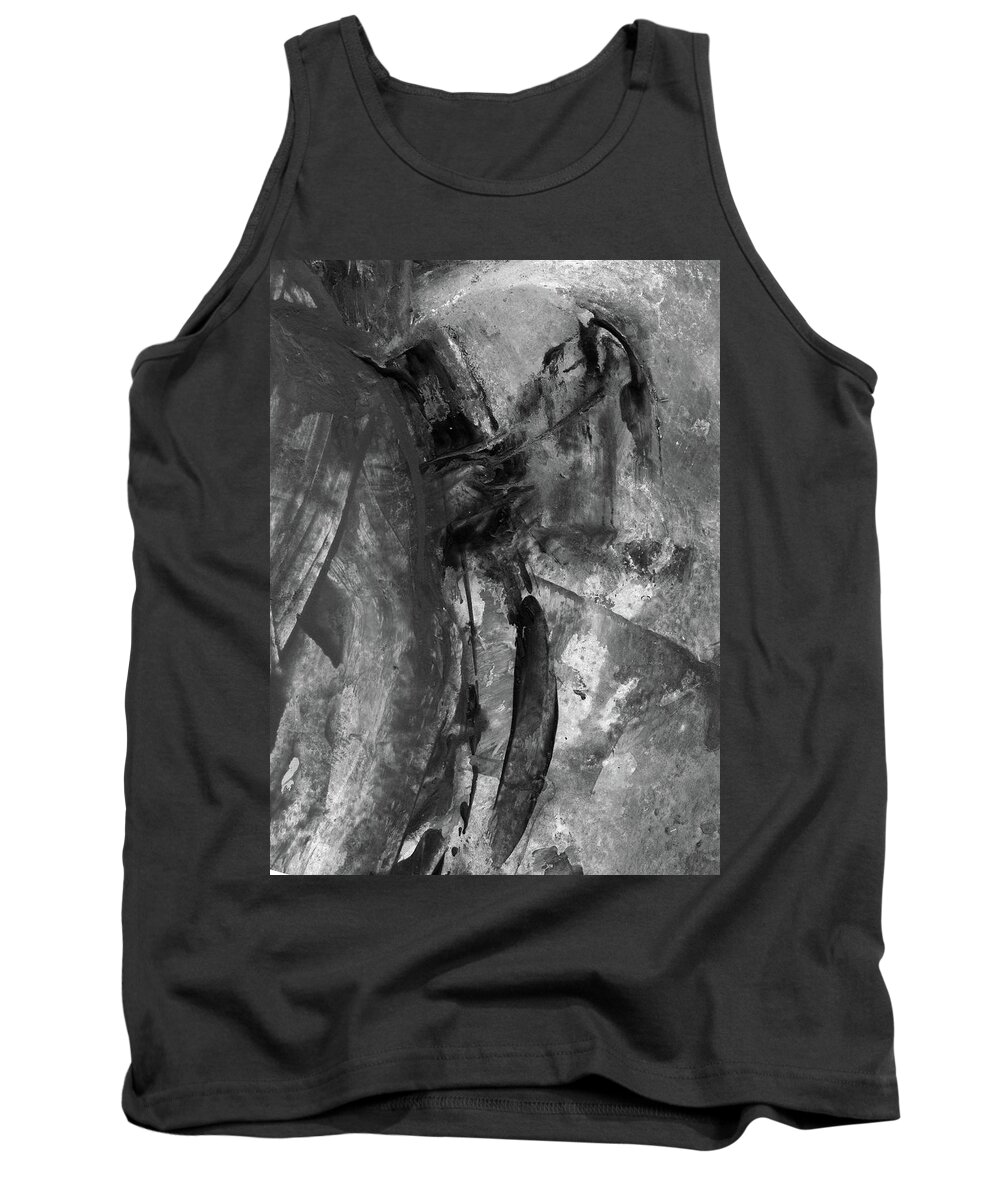 Trojan Horse Tank Top featuring the painting Trojan Horse - Black And White Vertical Painting by Modern Abstract