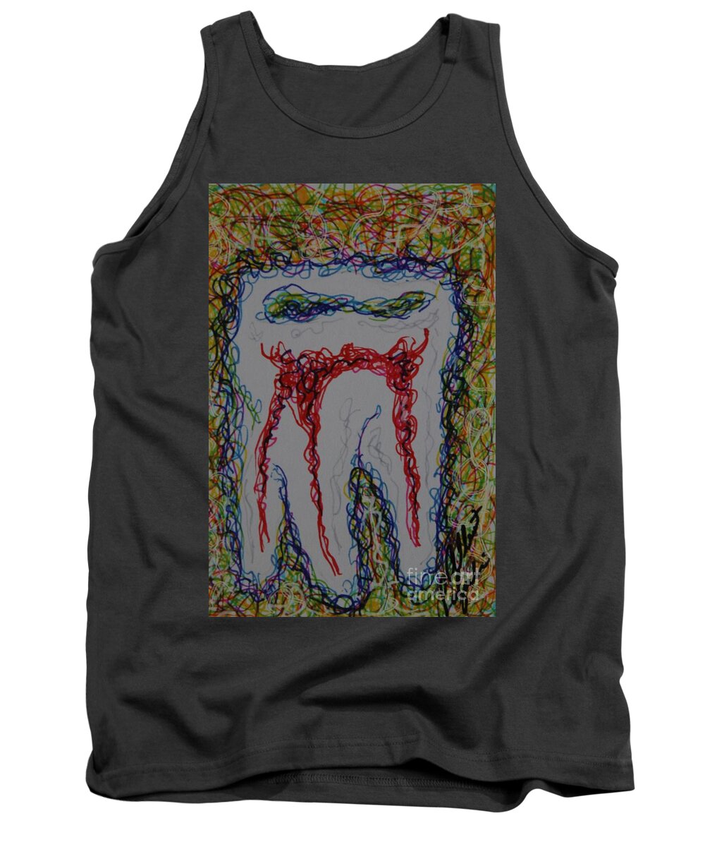 Tooth Tank Top featuring the drawing Ttooothh by Albert Podgurski