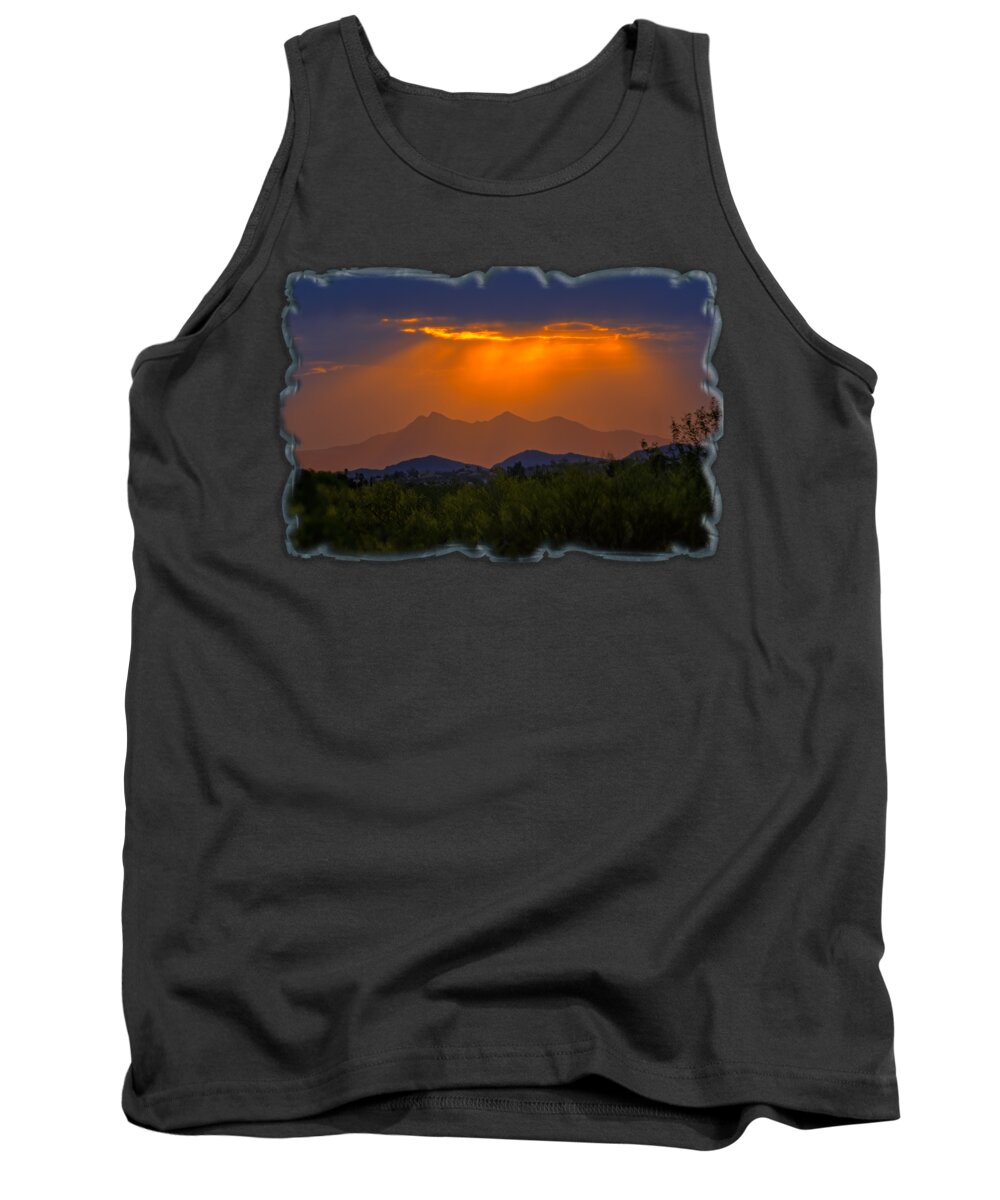 America Tank Top featuring the photograph Tucson Mountains Sunset h29 by Mark Myhaver
