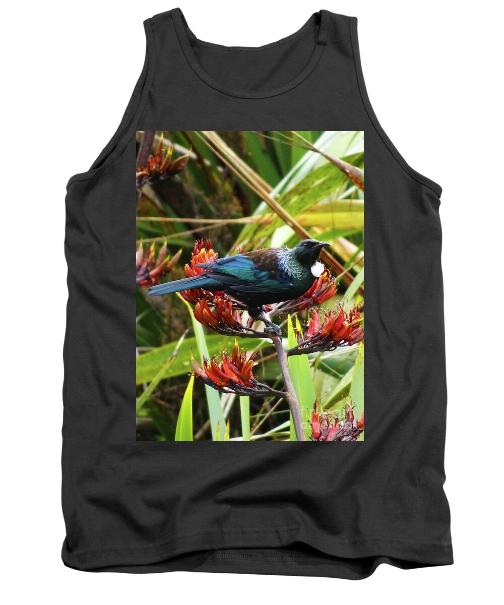 Tui Tank Top featuring the photograph Tui in Flax by Angela DeFrias