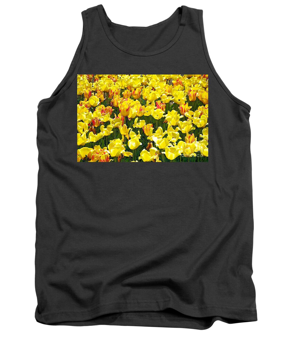 Tulips Tank Top featuring the digital art Tulips by David Blank