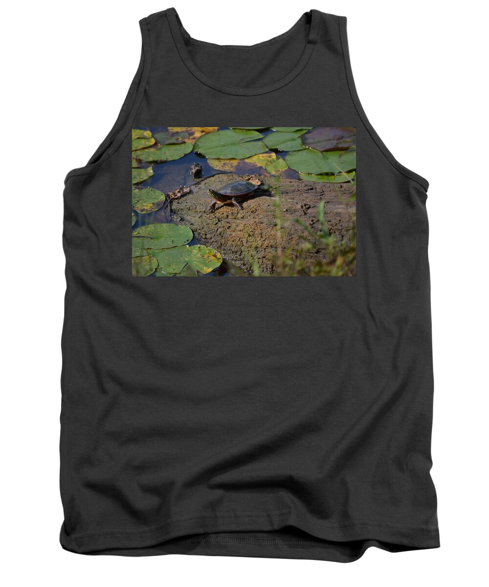 Colors Tank Top featuring the photograph Turtle and Lily's by Michael Mrozik
