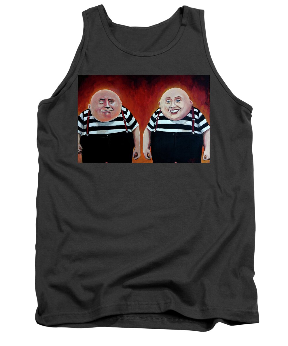 Trump And Hilary Tank Top featuring the painting Twiddledee and Twiddledumb by Tom Carlton