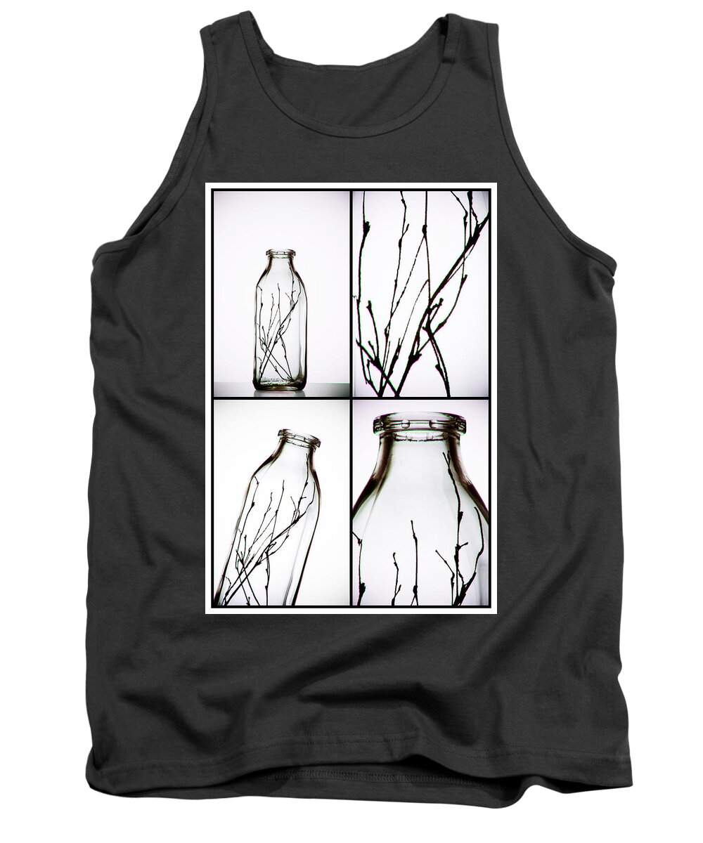 B&w Tank Top featuring the photograph Twigs - Four Panel by Tom Mc Nemar