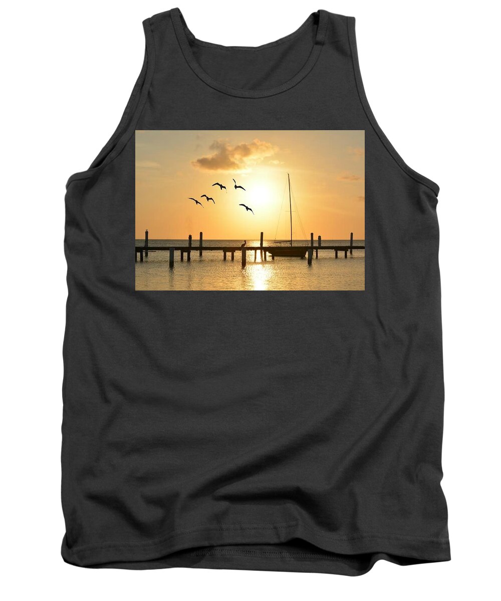 Ocean Tank Top featuring the photograph Twilight by Carolyn Mickulas