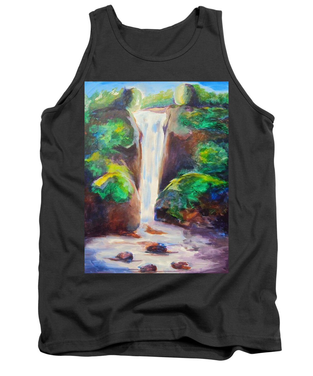 Green Tank Top featuring the painting Twin Strength by Jennifer Hannigan-Green