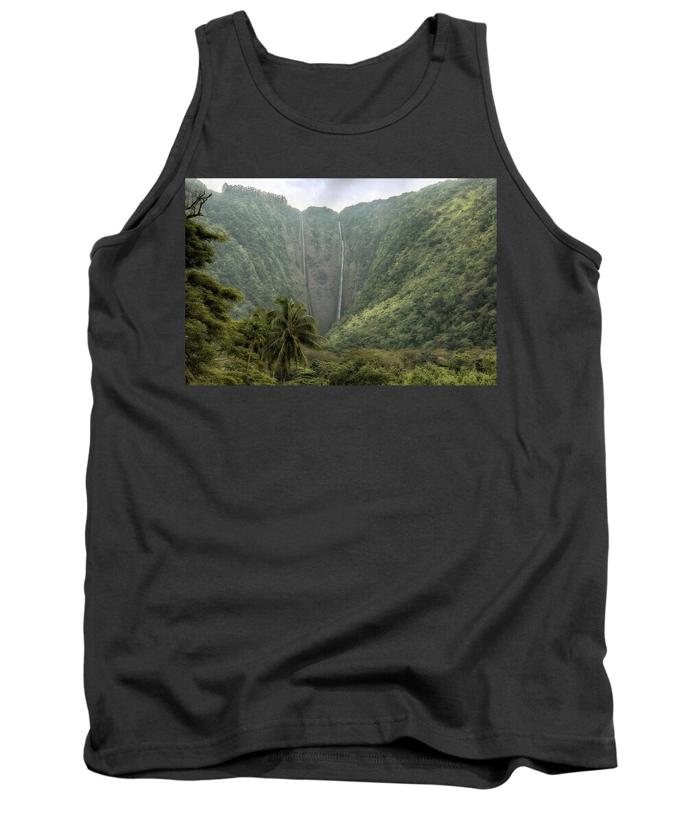 Waterfalls Tank Top featuring the photograph Twin Waterfalls by Susan Rissi Tregoning