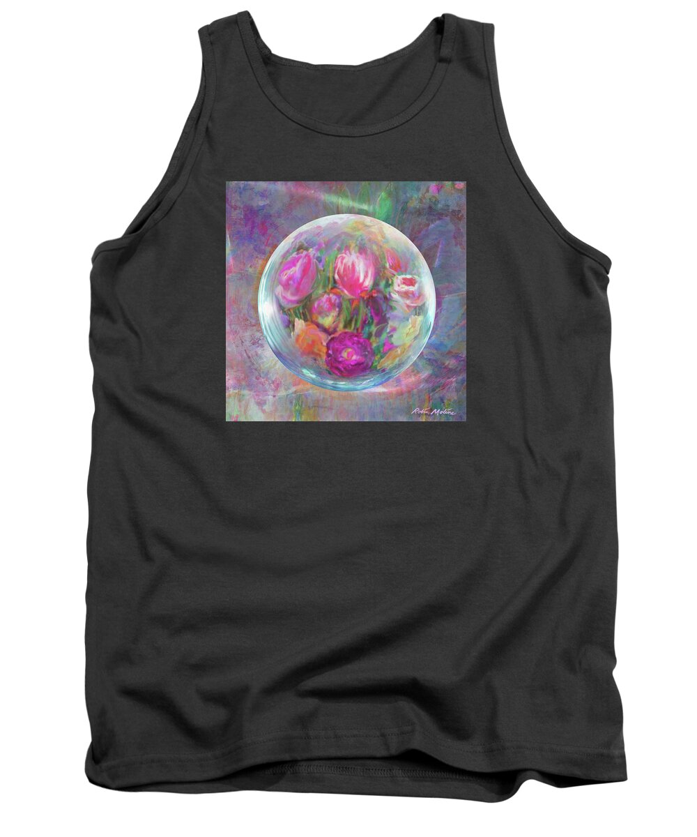 Tulip Abstract Tank Top featuring the digital art Tulip Twirl by Robin Moline