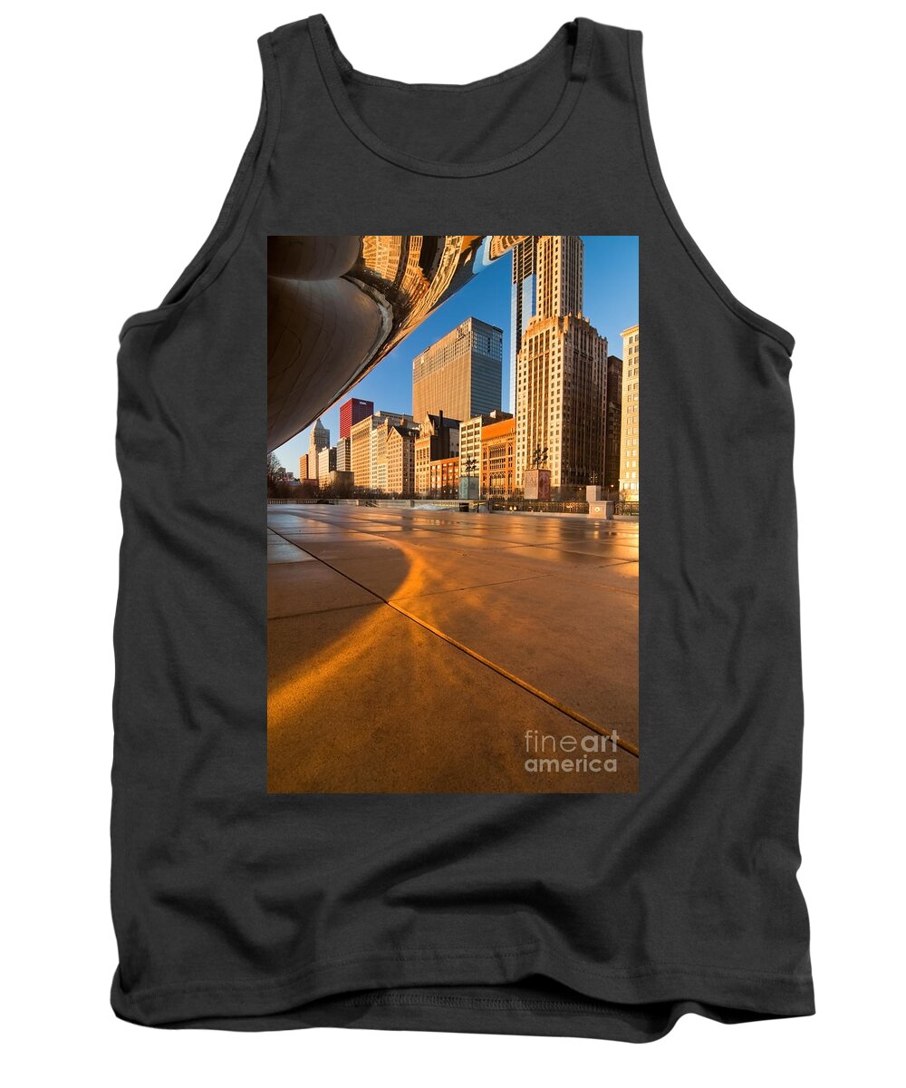 Chicago Tank Top featuring the photograph Under the bean and Chicago skyline at sunrise by Sven Brogren