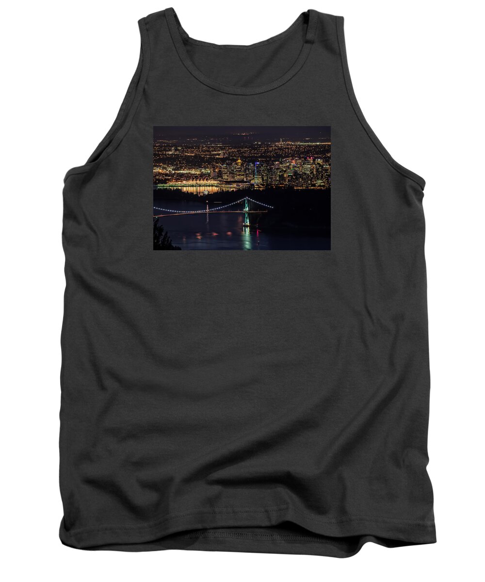 Vancouver Tank Top featuring the photograph Vancouver Night From Cypress Mountain by Gary Karlsen