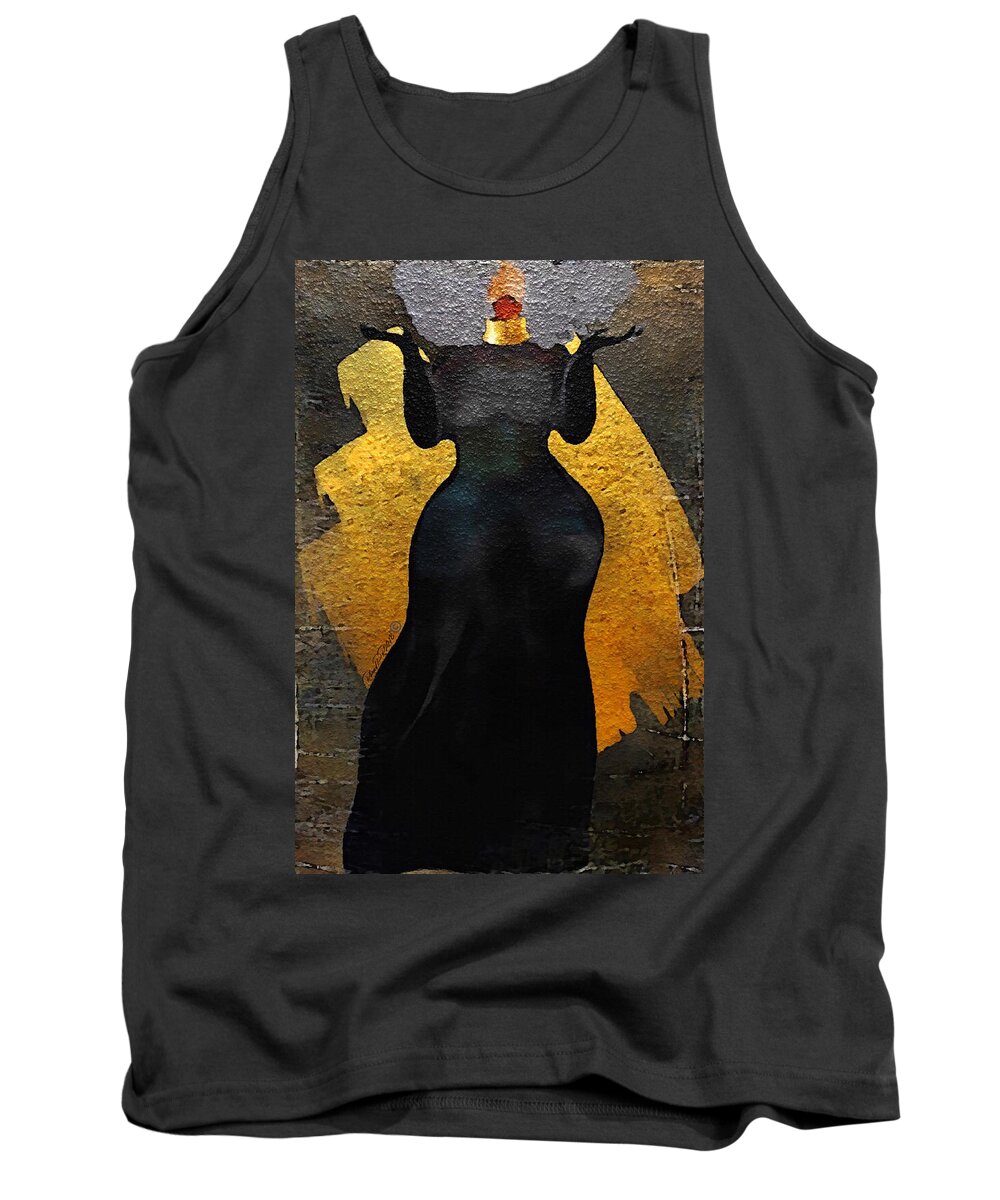 Grey Afro Tank Top featuring the digital art Vibrate Higher by Romaine Head