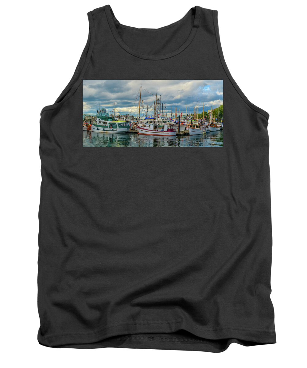 Boats Tank Top featuring the photograph Victoria Harbor boats by Jason Brooks