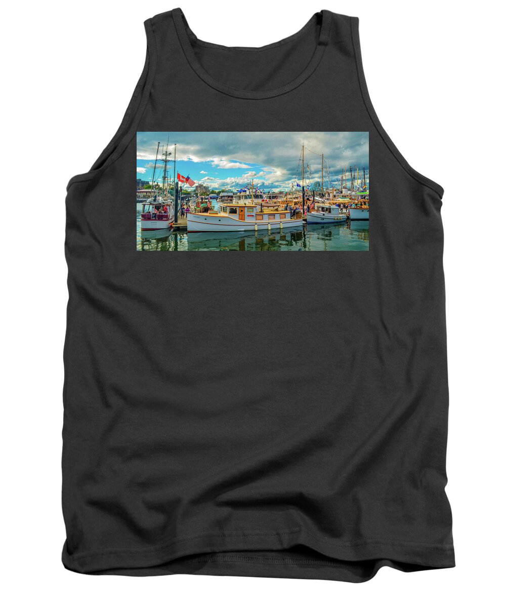 Boats Tank Top featuring the photograph Victoria Harbor old boats by Jason Brooks