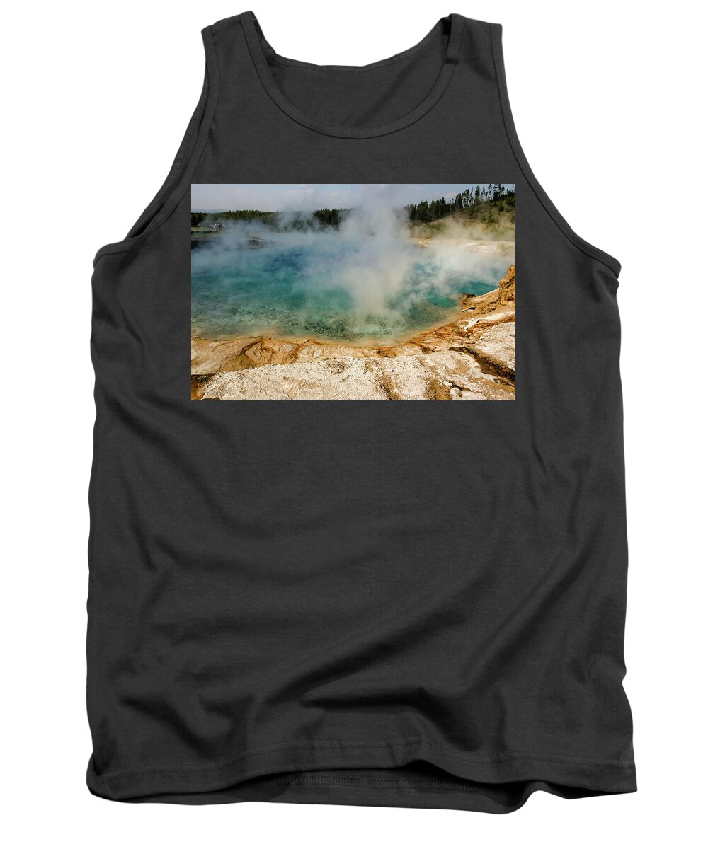  Yellowstone Tank Top featuring the photograph View of Excelsior Geyser, Yellowstone by Aashish Vaidya