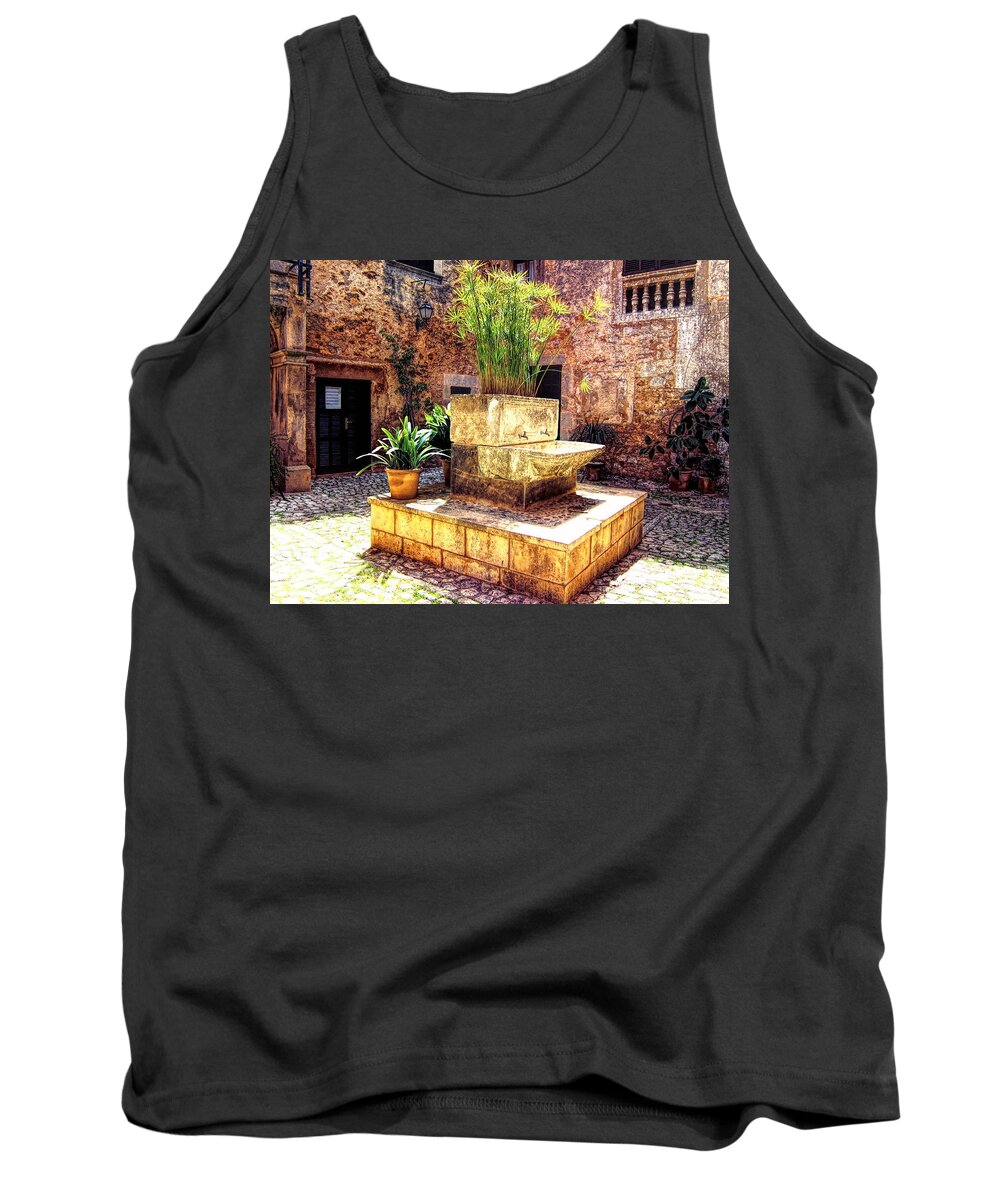Mallorca Tank Top featuring the photograph Village well in Santanyi by Andreas Thust