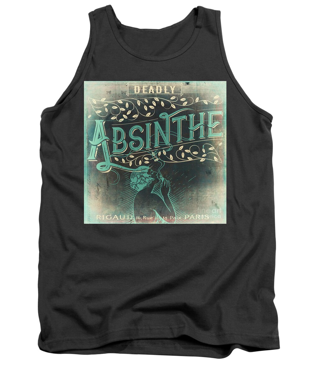 Absinthe Tank Top featuring the painting Vintage Absinthe Label by Mindy Sommers