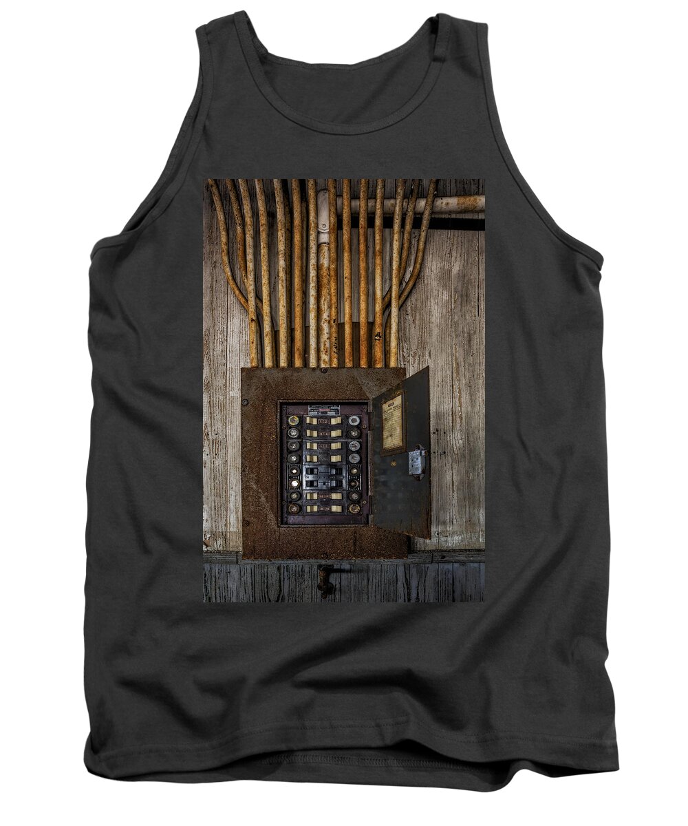 Electrician Tank Top featuring the photograph Vintage Electric Panel by Susan Candelario