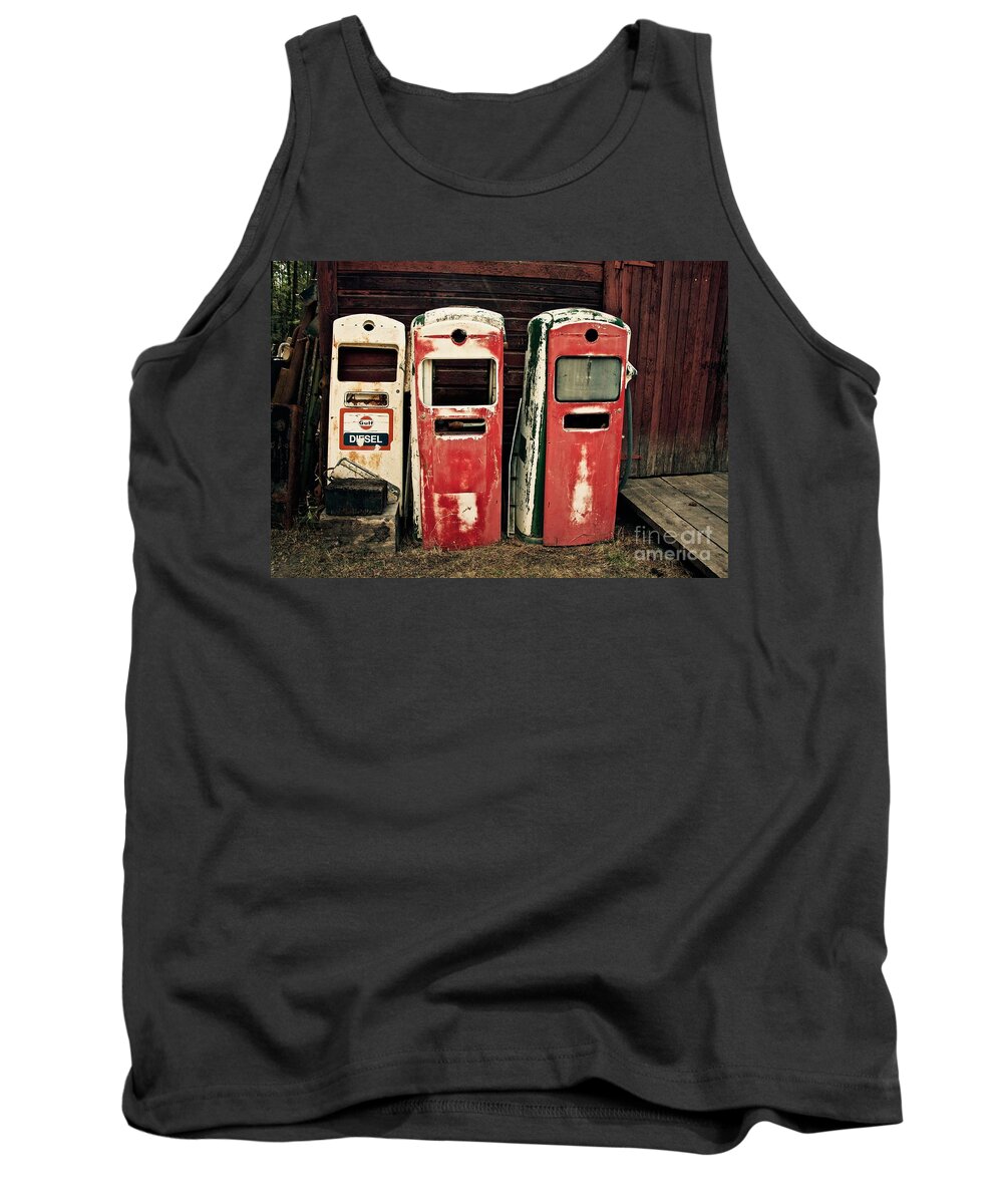 Gas Tank Top featuring the photograph Vintage Gas Pumps by Linda Bianic