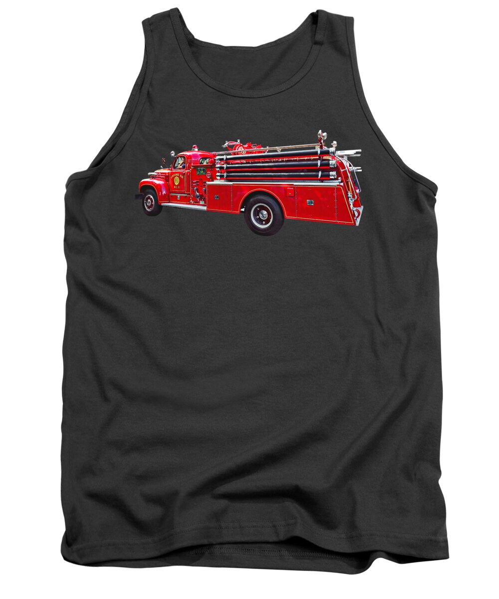Fire Truck Tank Top featuring the photograph Vintage Pumper Fire Engine by Susan Savad