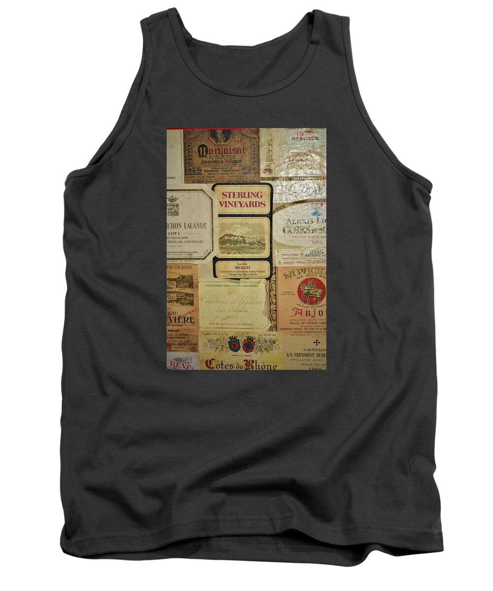 Linda Brody Tank Top featuring the photograph Vintage Wine Labels 10 by Linda Brody