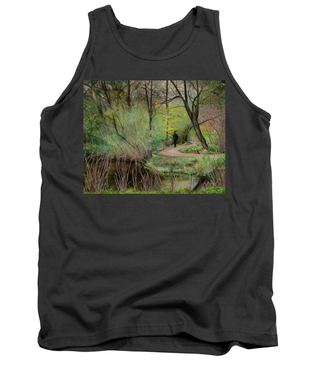 Inspiration Landscape Tank Top featuring the painting Vondelpark, Amsterdam by Kathy Knopp
