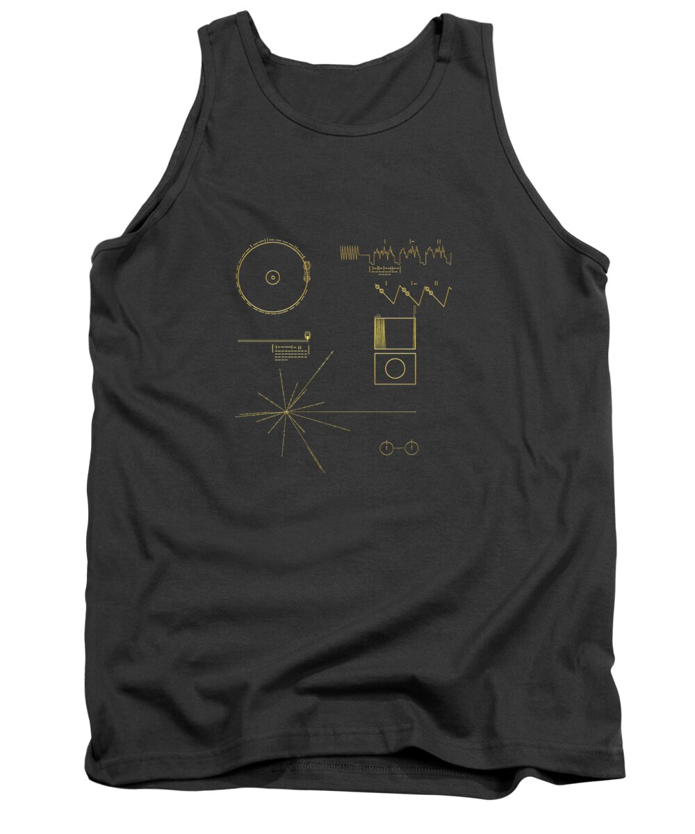 'the Space Odyssey' Collection By Serge Averbukh Tank Top featuring the digital art Voyager Golden Record Cover by Serge Averbukh