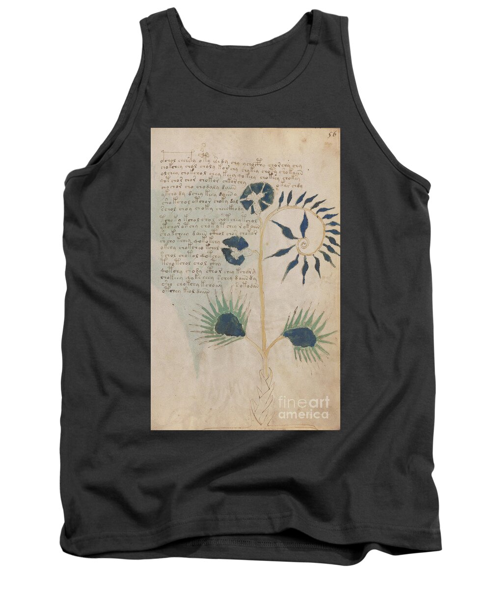 Plant Tank Top featuring the drawing Voynich flora 12 by Rick Bures