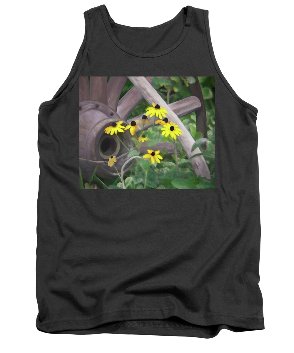 Wagon Wheel Tank Top featuring the painting Wagon Wheel by Ernest Echols