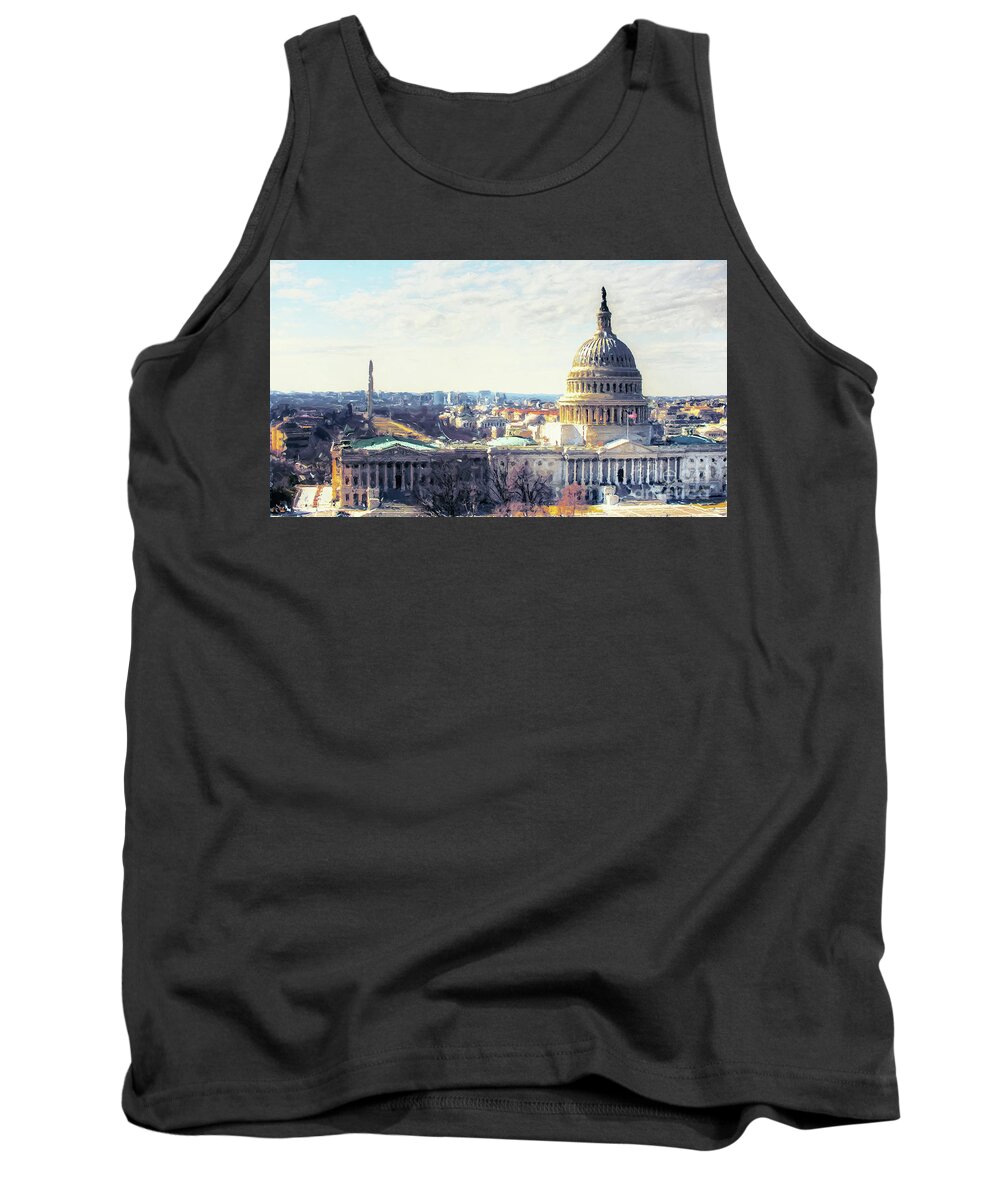American Tank Top featuring the painting Washington DC Building 9I8 by Gull G