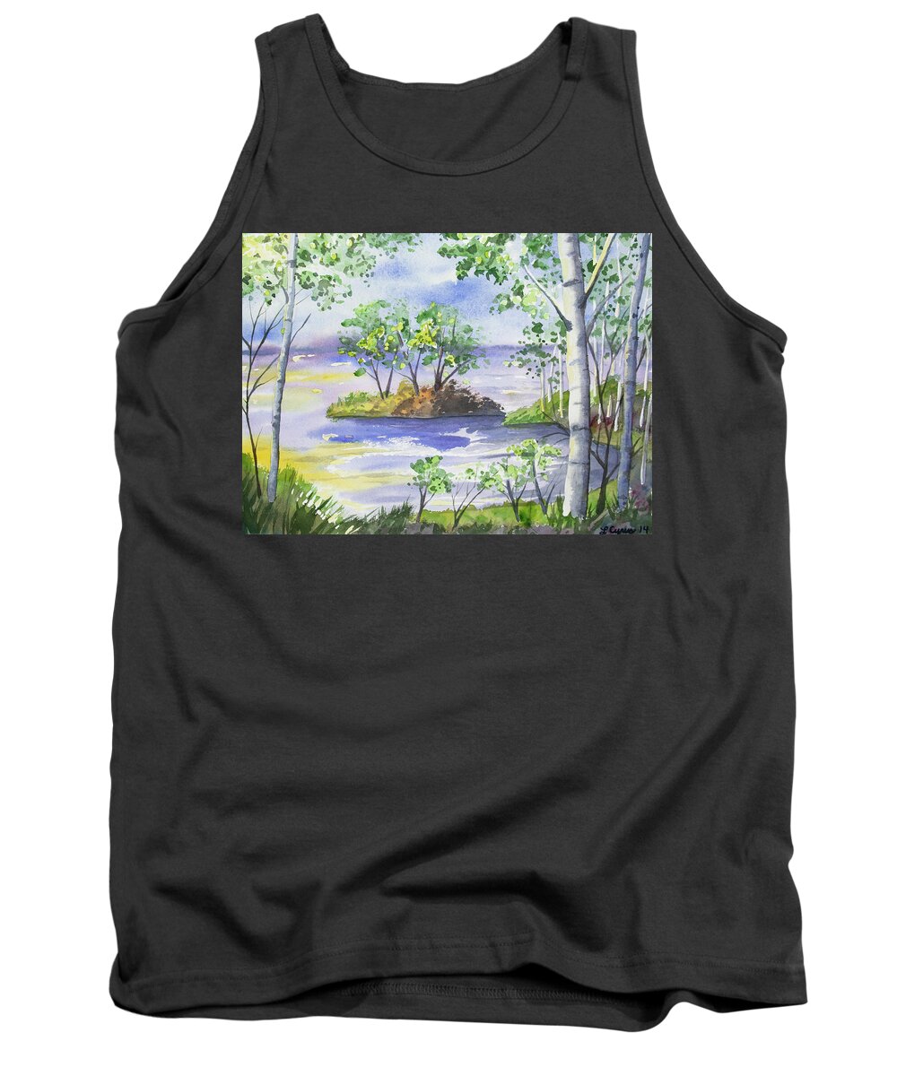 Original Watercolor Tank Top featuring the painting Watercolor - Minnesota North Shore Landscape by Cascade Colors