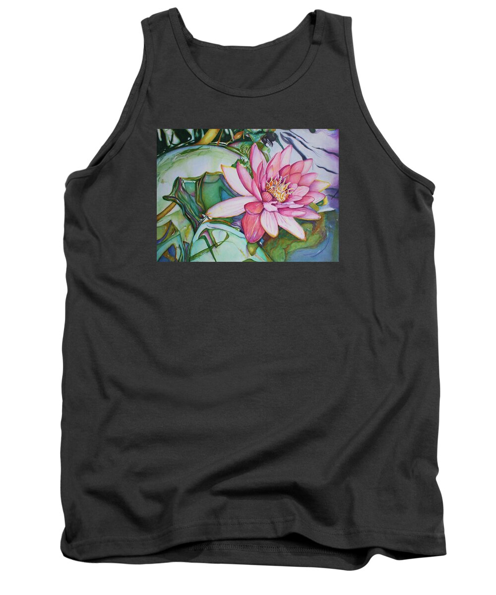 Watercolor Tank Top featuring the painting Waterlily by Christiane Kingsley