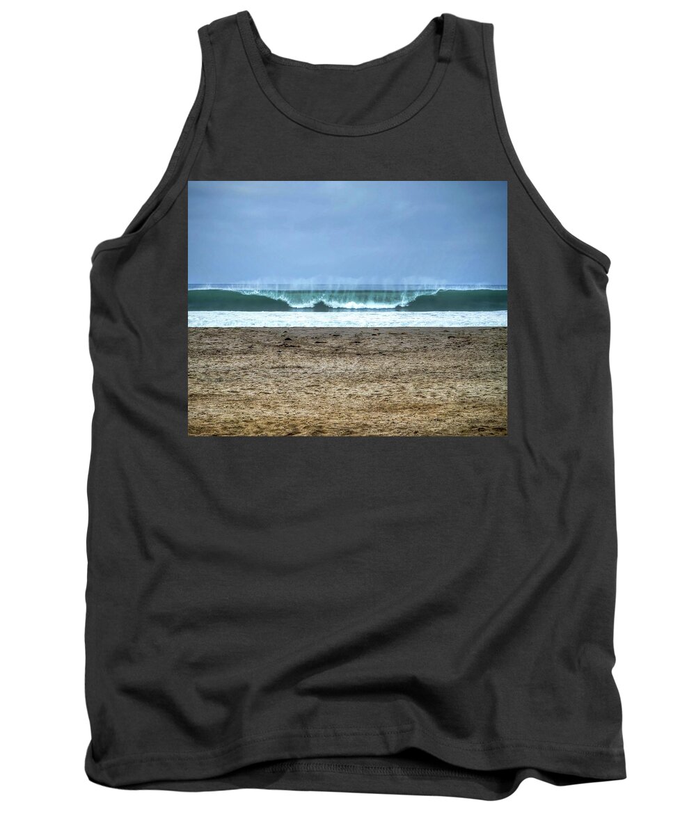 Wave Water Ocean Ventura Sand Beach Tank Top featuring the photograph Wave Hello by Wendell Ward