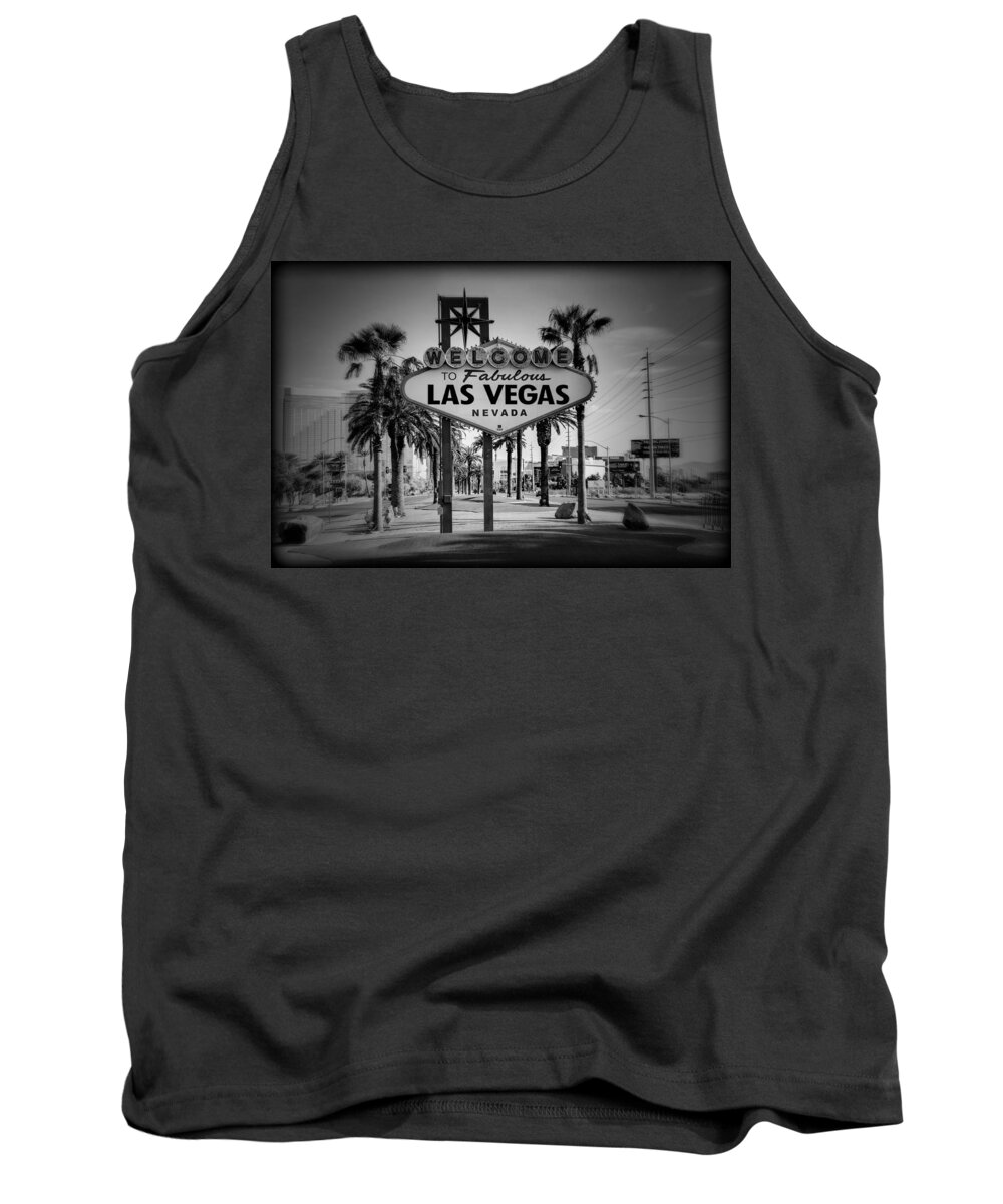 Las Tank Top featuring the photograph Welcome To Las Vegas Series Holga Black and White by Ricky Barnard