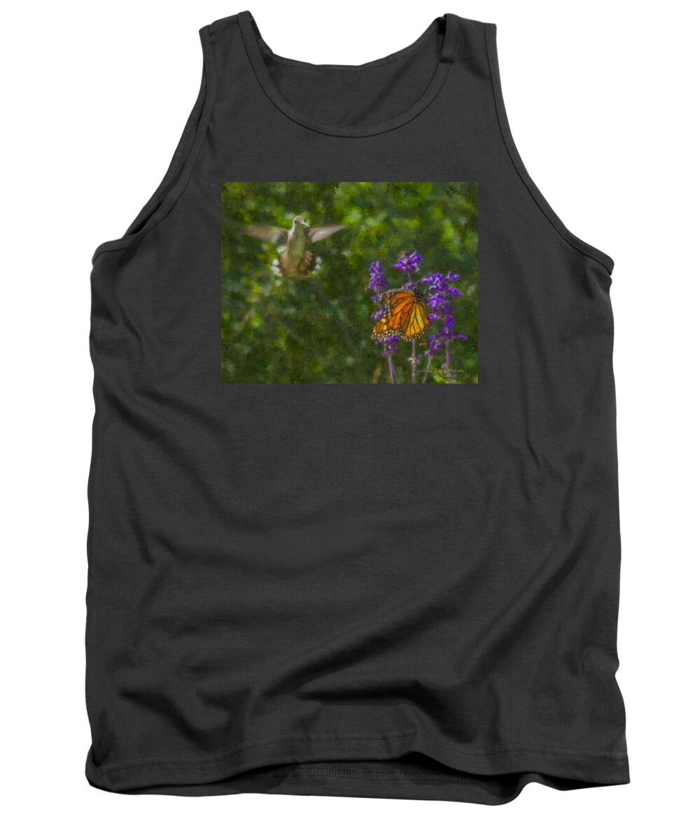 Hummingbird Tank Top featuring the painting Welcome Vistors by Bill McEntee