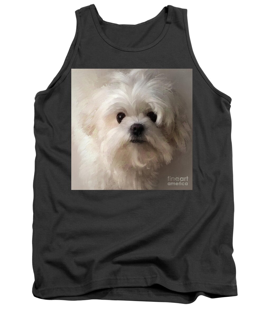 Maltese Tank Top featuring the digital art When All Else Fails by Lois Bryan