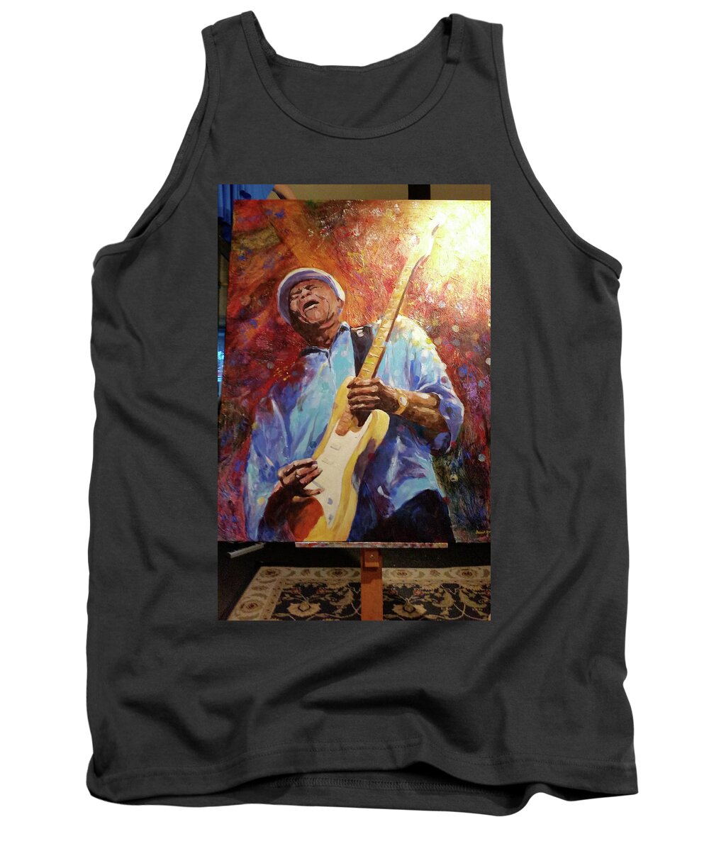 Buddy Guy Tank Top featuring the painting When Lightning Strikes by David Maynard