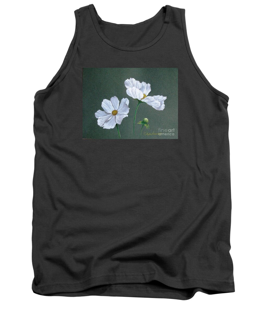Phyllis Howard Tank Top featuring the drawing White Cosmos by Phyllis Howard