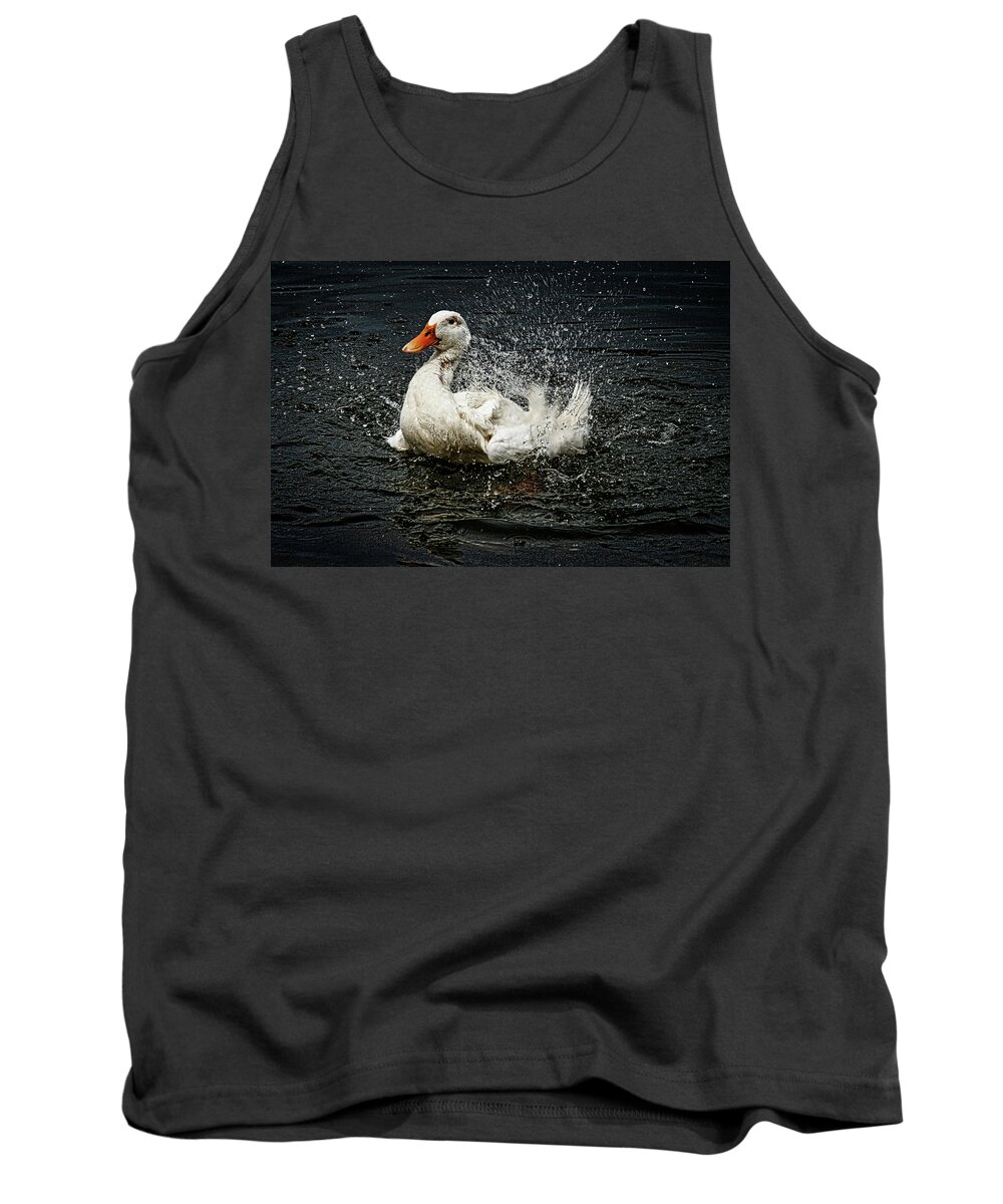 Hdr Photography Tank Top featuring the photograph White Pekin Duck by Richard Gregurich